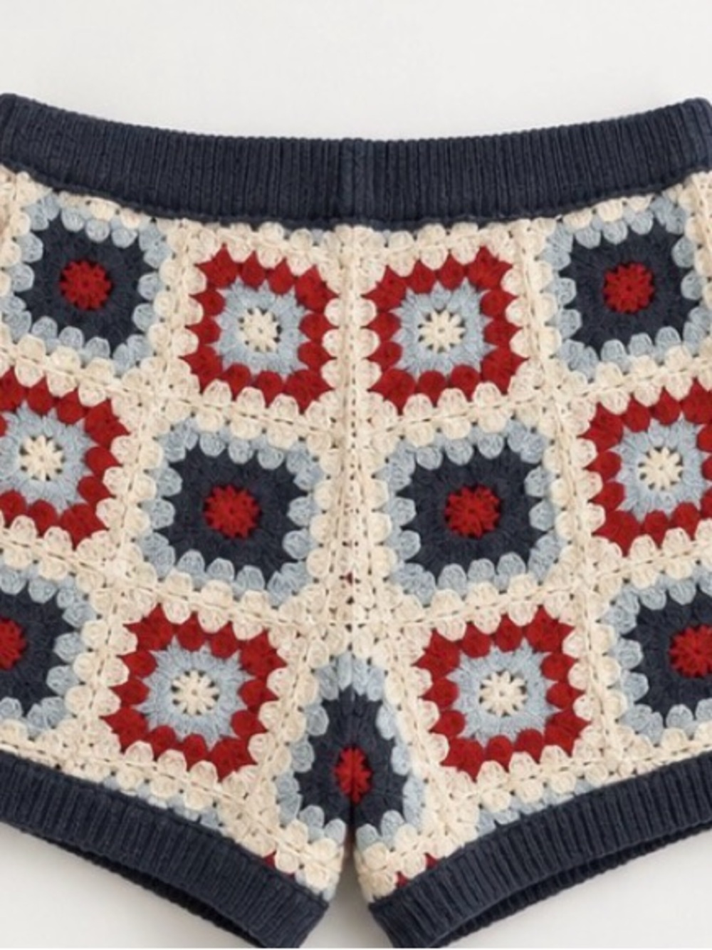 art class Crochet Square Athletic Shorts - Red, Blue, Cream